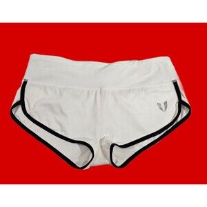 ALK Women's M Firm Abs White & Black Bootie Booty Short Shorts Athletic Workout